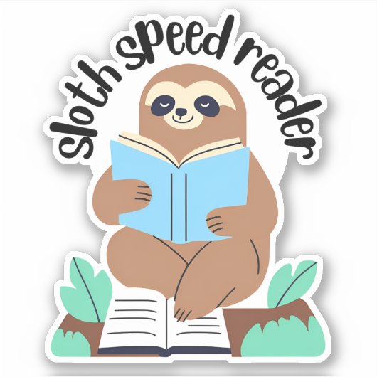 Niedlicher Sloth Speed Reader wasserdicht Aufkleber (Vorderseite)