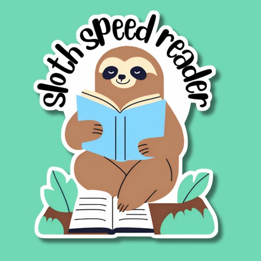 Niedlicher Sloth Speed Reader wasserdicht Aufkleber