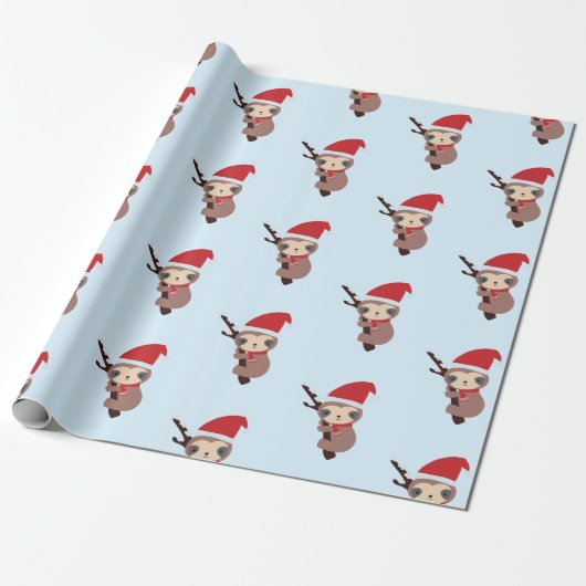 Niedlicher Sloth Weihnachtsurlaub Winter Kawaii Geschenkpapier (Ungerollt)