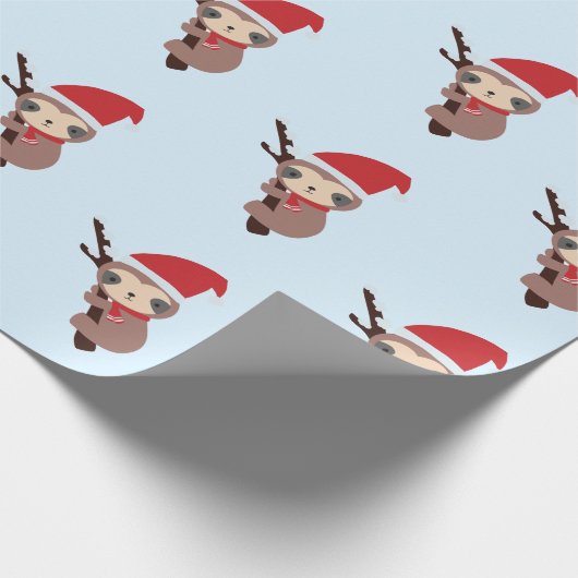 Niedlicher Sloth Weihnachtsurlaub Winter Kawaii Geschenkpapier (Ecke)