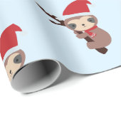 Niedlicher Sloth Weihnachtsurlaub Winter Kawaii Geschenkpapier (Rolleneckpunkt)