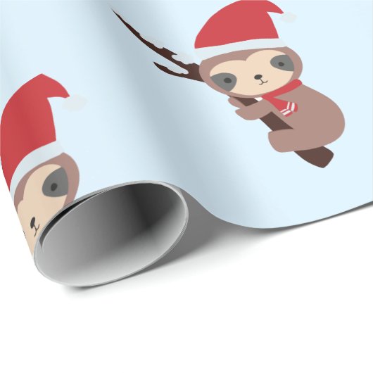 Niedlicher Sloth Weihnachtsurlaub Winter Kawaii Geschenkpapier (Rolleneckpunkt)