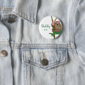 Niedlicher Sloth White Blush Pink Vater zum Kinder Button (Beispiel)