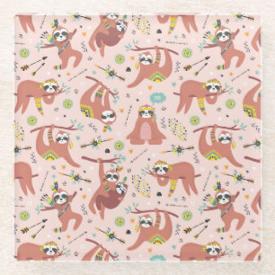 Niedlicher Sloths Glass Untersetzer