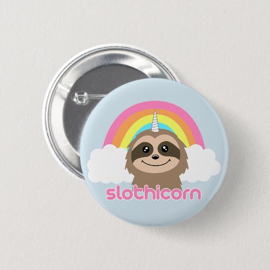 Niedlicher Slothunicorn-Abzeichen-Button-Knopf Button (Vorne & Hinten)