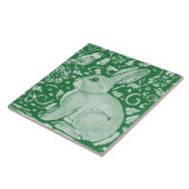 Niedlicher Smaragdgrüner Kaninchen Bunny Blumengar Fliese (Seite)