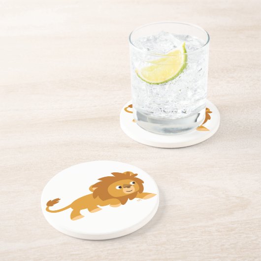 Niedlicher Smart Cartoon Lion Untersetzer (Seite)