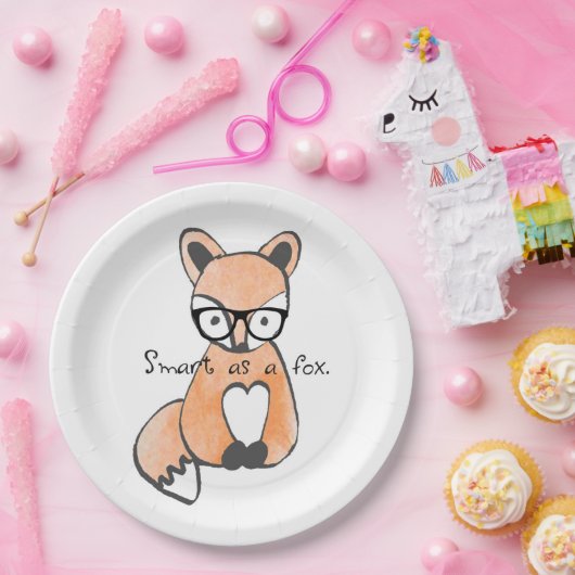 Niedlicher Smart Fox Pappteller (Party)