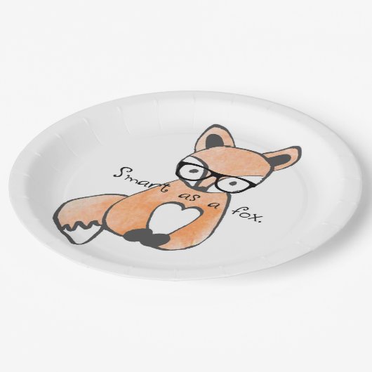 Niedlicher Smart Fox Pappteller (Schrägansicht)