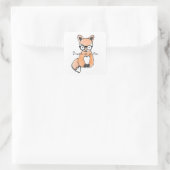 Niedlicher Smart Fox Quadratischer Aufkleber (Tasche)