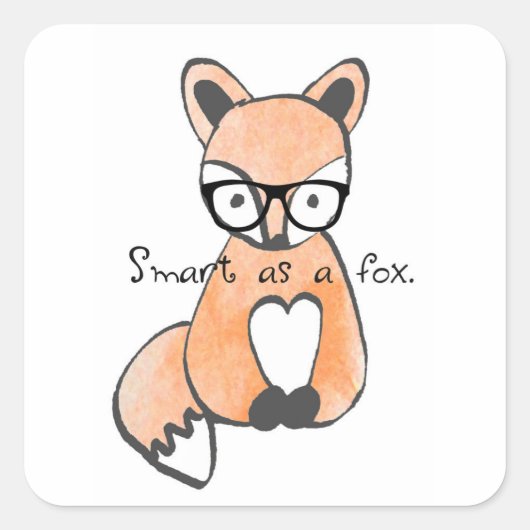 Niedlicher Smart Fox Quadratischer Aufkleber (Vorderseite)