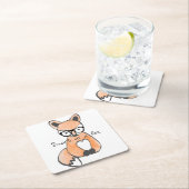 Niedlicher Smart Fox Rechteckiger Pappuntersetzer (Vor Ort)