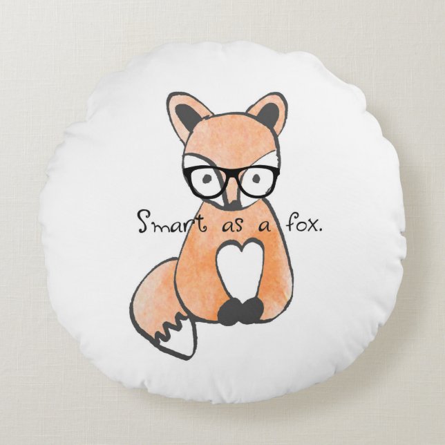 Niedlicher Smart Fox Rundes Kissen (Vorderseite)
