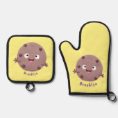 Niedlicher Smart-Schokolade-Chip-Cartoon Ofenhandschuh & Topflappen-Set (Vorderseite)
