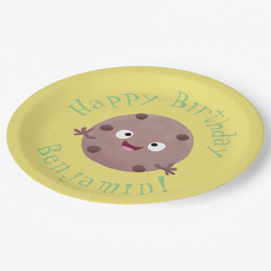 Niedlicher Smart-Schokolade-Chip-Cartoon Pappteller (Schrägansicht)