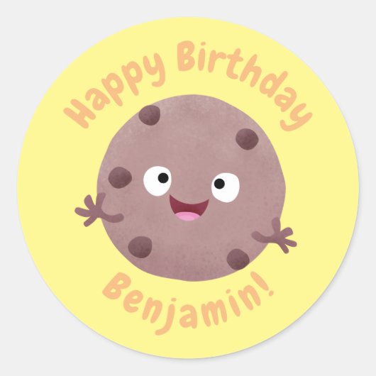 Niedlicher Smart-Schokolade-Chip-Cartoon Runder Aufkleber (Vorderseite)