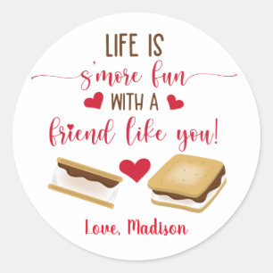 Niedlicher S'more Spaß am Valentinstag Runder Aufkleber