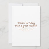 Niedlicher Snail Teacher Vielen Dank Karte (Rückseite)