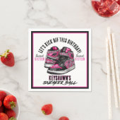Niedlicher Sneaker Ball Rosa und Schwarz Geburtsta Serviette (Beispiel)