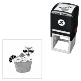 Niedlicher Sneaky Raccoon & Chocolate Chip Cupcake Permastempel