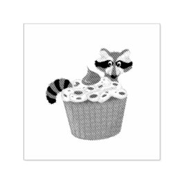Niedlicher Sneaky Raccoon & Chocolate Chip Cupcake Permastempel