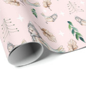Niedlicher Snow Sparrow Wasserfarbe Handgestrichen Geschenkpapier (Rolleneckpunkt)