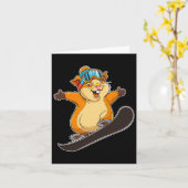 Niedlicher Snowboardhamster mit Brille Karte (Gelbe Blume)