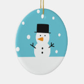 Niedlicher Snowman auf Schneehintergrund für Keramikornament (Rechts)