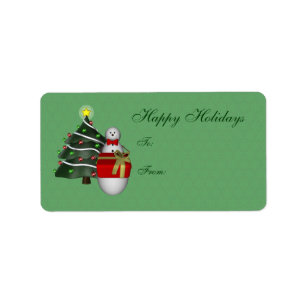 Niedlicher Snowman-Baum-Feiertags-Geschenk-Umbau Adressaufkleber