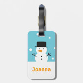 Niedlicher Snowman Black Tophat Weihnachtsgeschenk Gepäckanhänger (Rückseite vertikal)