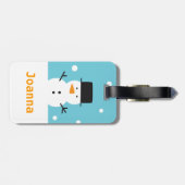 Niedlicher Snowman Black Tophat Weihnachtsgeschenk Gepäckanhänger (Rückseite horizontal)