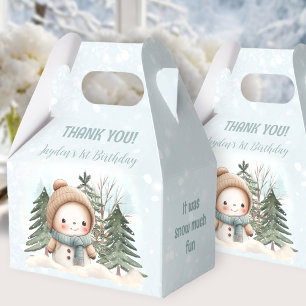Niedlicher Snowman Blue Winter 1. Geburtstag Gefäl Geschenkschachtel
