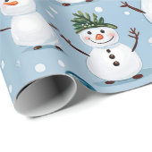 Niedlicher Snowman Christmas Blue Patterns Urlaub Geschenkpapier (Rolleneckpunkt)