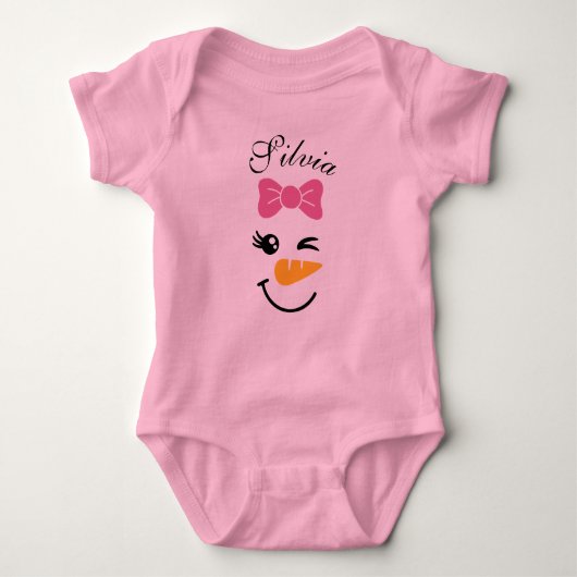 Niedlicher Snowman Face Weihnachtsjunge Bodysuit Baby Strampler (Vorderseite)