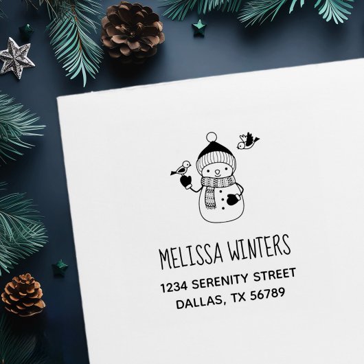 Niedlicher Snowman in KnetHat und Scarf Adresse 2 Permastempel