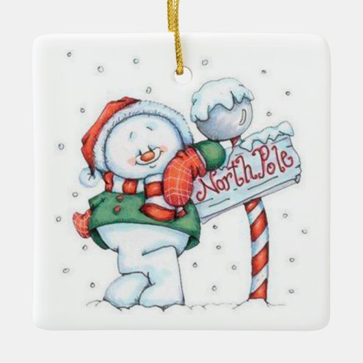 Niedlicher Snowman Keramikornament (Vorderseite)