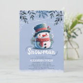 Niedlicher Snowman Magical Lights Winter Boy Baby  Einladung (Stehend Vorderseite)