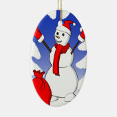 Niedlicher Snowman mit roten Handschuhen und Keramikornament (Rechts)