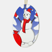 Niedlicher Snowman mit roten Handschuhen und Keramikornament (Links)