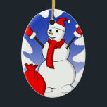 Niedlicher Snowman mit roten Handschuhen und Keramikornament<br><div class="desc">Markieren Sie Ihre Ferienzeit mit diesem niedlichen Snowman mit gelesenen Handschuhen, Hut und Schal. Dieses Produkt verbessert jeden möglichen Wintertag und lässt Ihre geliebten lächeln. Erinnern Sie sich, dieses Produkt besonders anzufertigen, um Ihren Geschmack zu passen und zu brauchen. Sie können Farbe, Text und die Größe des Bildes ändern. Haben...</div>