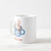 Niedlicher Snowman Personalisierter Name Cocoa Kaffeetasse (Vorderseite Links)
