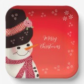 Niedlicher Snowman Personalisierter Platz Pappteller (Vorderseite)