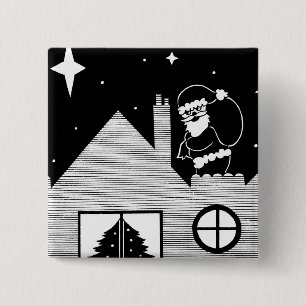Niedlicher Snowman Schwarzweiss-Weihnachtsknopf Button