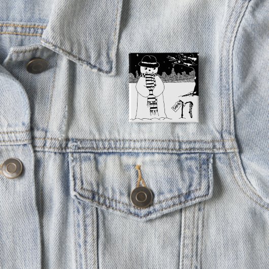 Niedlicher Snowman Schwarzweiss-Weihnachtsknopf Button (Beispiel)