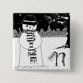 Niedlicher Snowman Schwarzweiss-Weihnachtsknopf Button (Vorderseite)