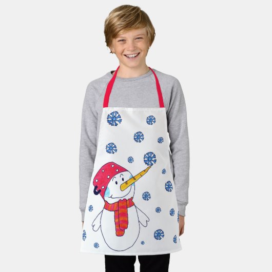 Niedlicher Snowman Snowflake Zeichnend Winterkids Schürze (Getragen)