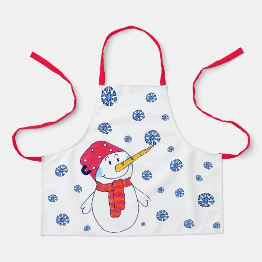 Niedlicher Snowman Snowflake Zeichnend Winterkids Schürze (Vorderseite)