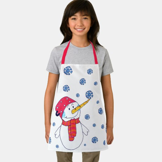 Niedlicher Snowman Snowflake Zeichnend Winterkids Schürze (Insitu)