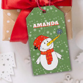 Niedlicher Snowman Snowflakes Kindername Weihnacht Geschenkanhänger