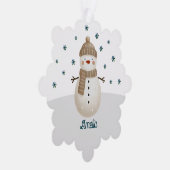Niedlicher Snowman Snowflakes Name Weihnachten Ornament Karte (Rechts)